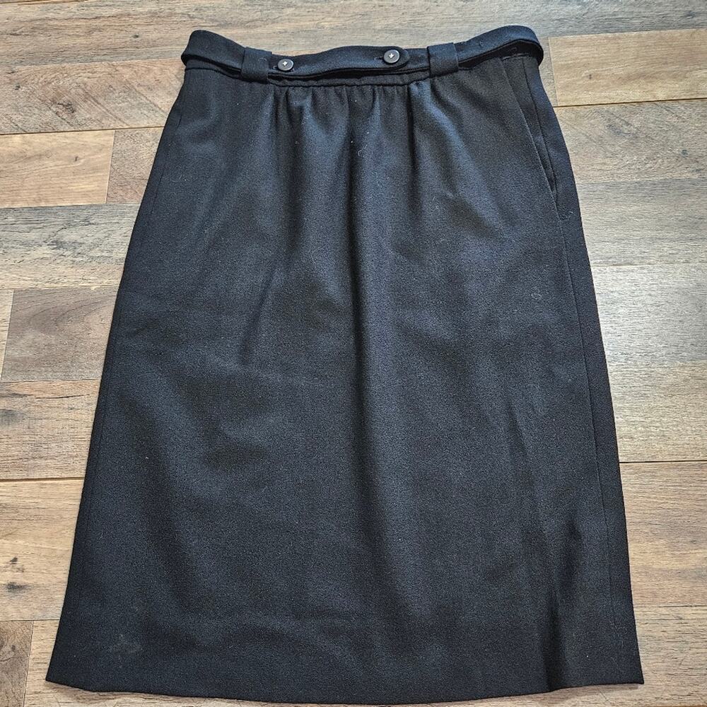 Vintage Gloria Sachs Skirt Black Wool Pencil Lined Corpcore Career Workwear 10‎